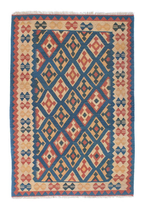 Kelim-tæppe - orientalsk - 193 x 124 cm - blå