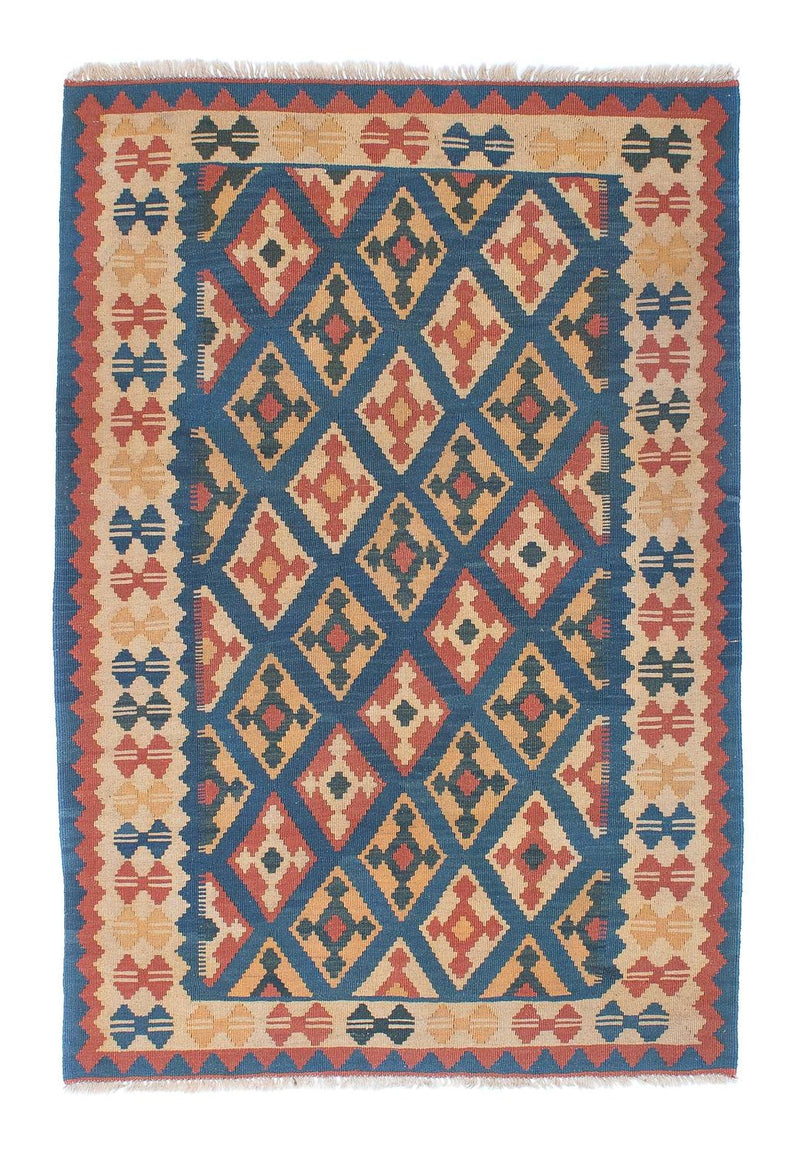 Kelim-tæppe - orientalsk - 193 x 124 cm - blå
