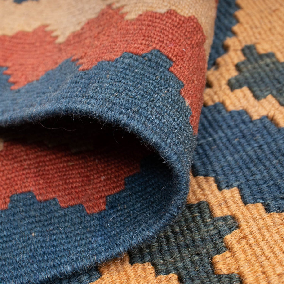 Kelim-tæppe - orientalsk - 193 x 124 cm - blå