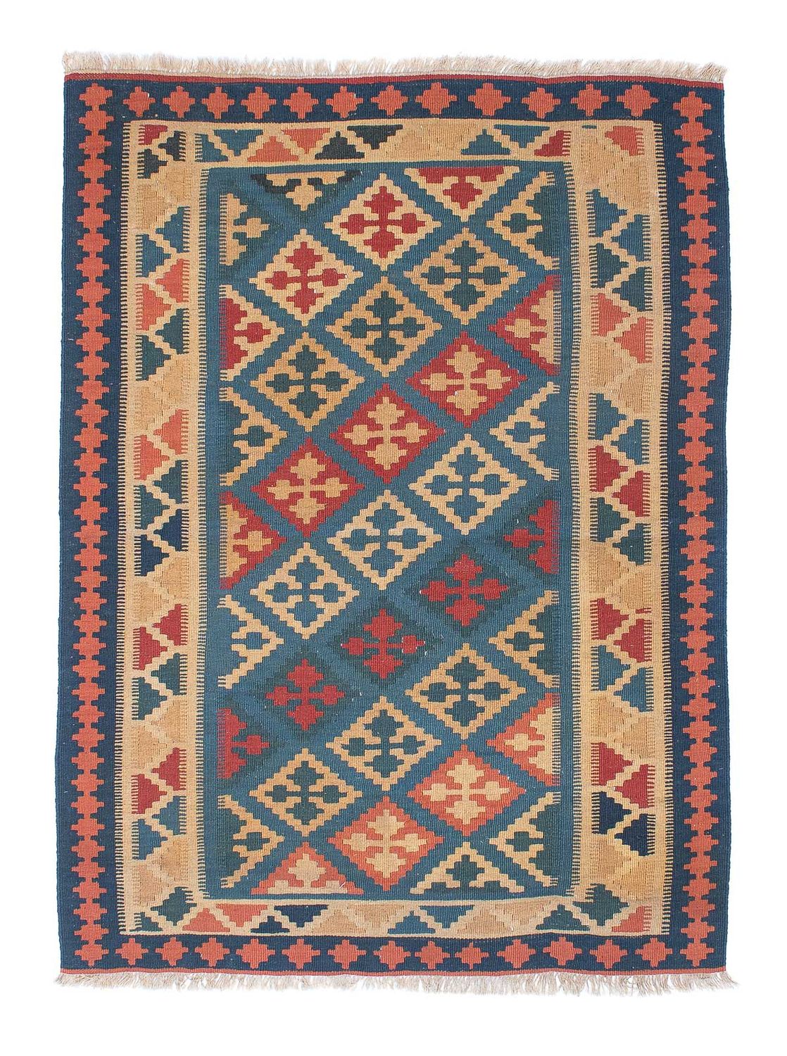 Kelim-tæppe - orientalsk - 168 x 118 cm - blå
