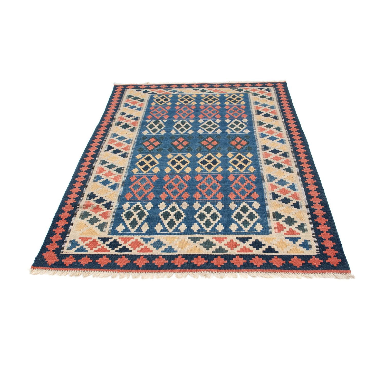 Kelim-tæppe - orientalsk - 180 x 114 cm - blå