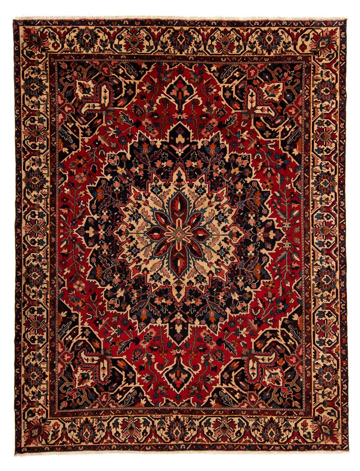 Persisk tæppe - Nomadisk - 364 x 312 cm - mørkerød