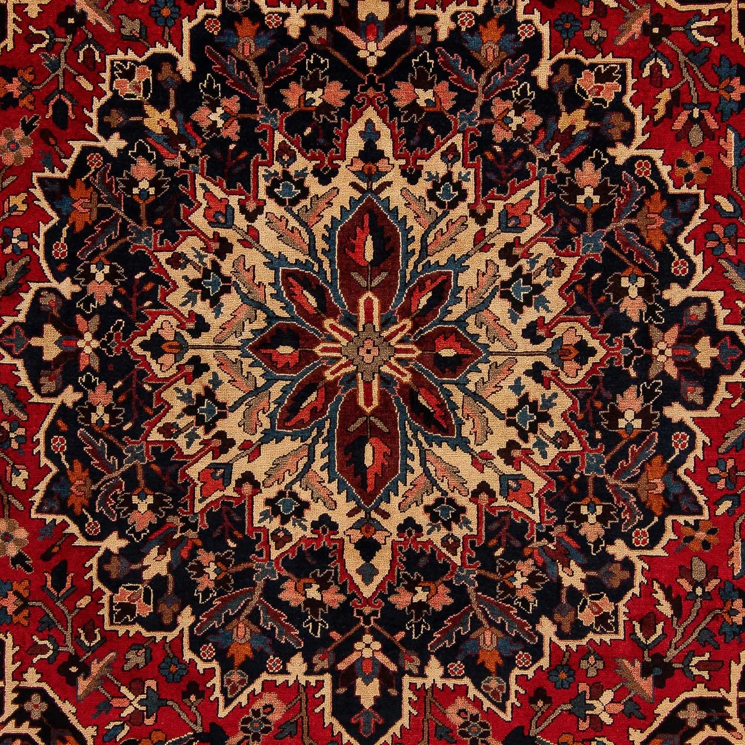 Persisk tæppe - Nomadisk - 364 x 312 cm - mørkerød