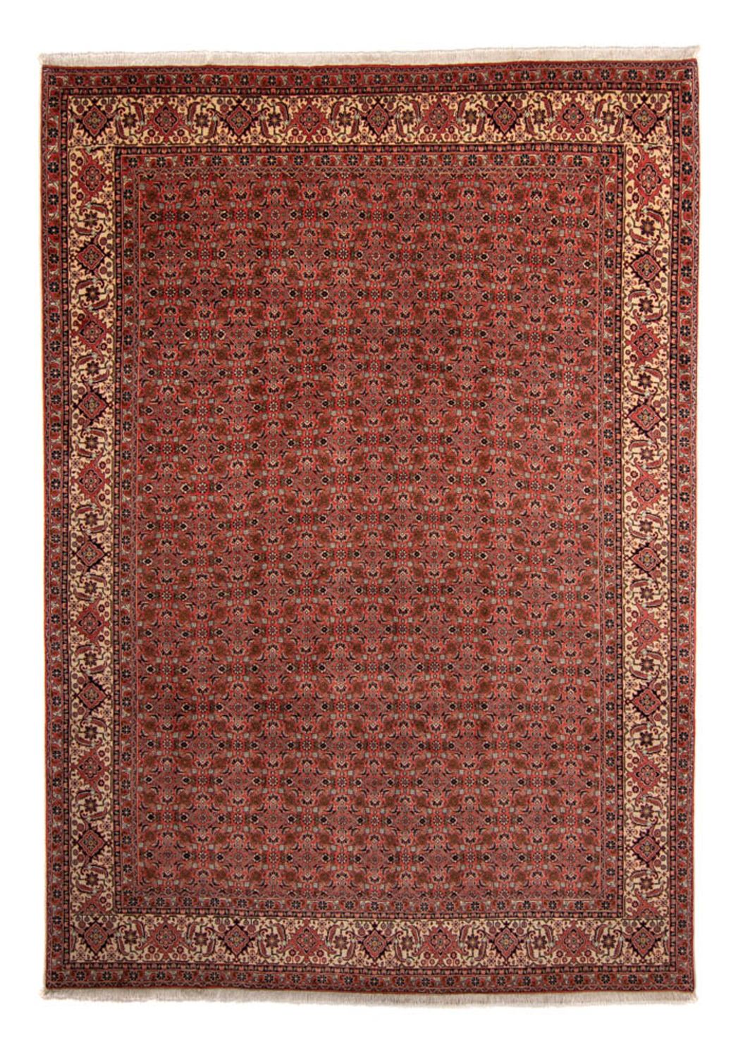 Persisk tæppe - Bijar - 357 x 248 cm - mørkerød