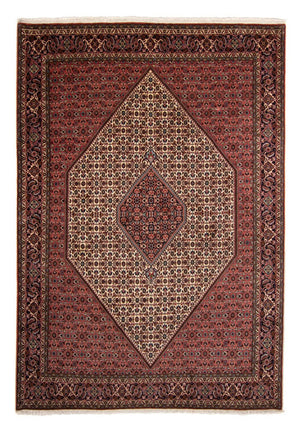 Persisk tæppe - Bijar - 343 x 252 cm - mørkerød