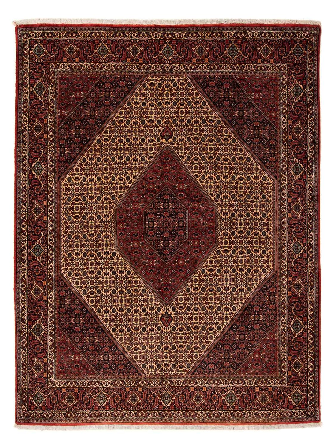 Persisk tæppe - Bijar - 250 x 200 cm - mørkerød