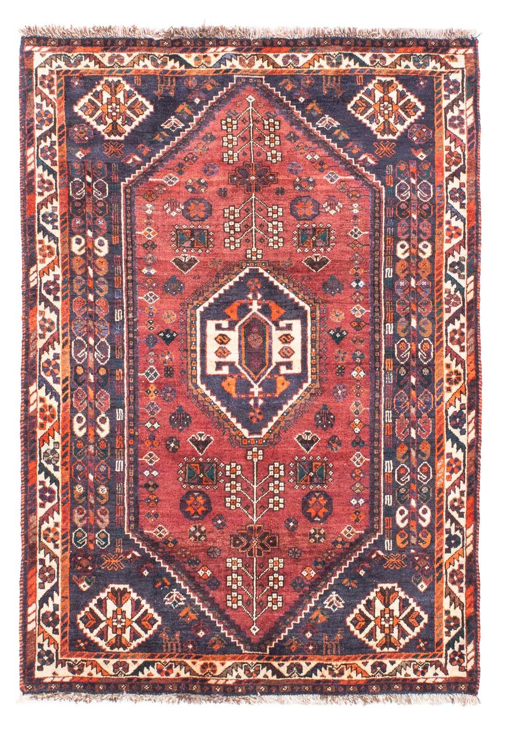 Persisk tæppe - Nomadisk - 152 x 107 cm - mørkerød