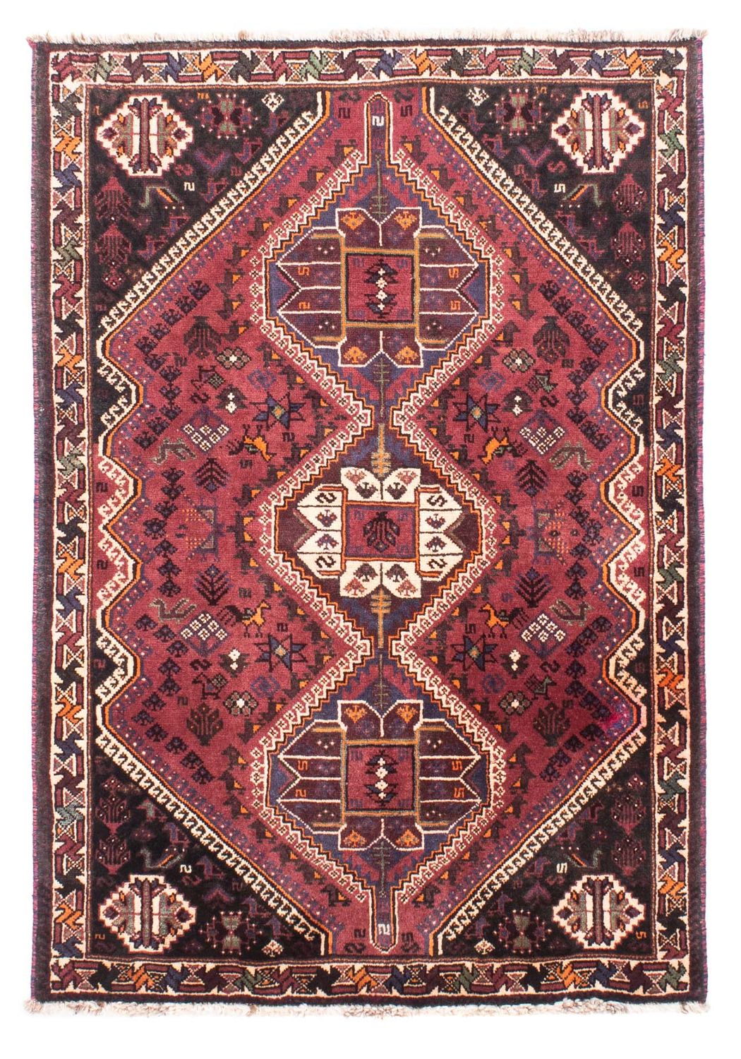 Persisk tæppe - Nomadisk - 157 x 108 cm - mørkerød