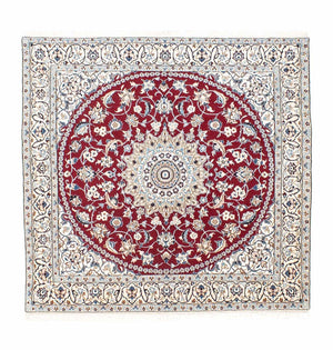 Persisk tæppe - Nain - Royal firkantet  - 160 x 155 cm - mørkerød