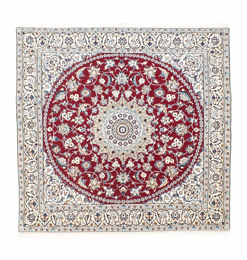 Persisk tæppe - Nain - Royal firkantet  - 160 x 155 cm - mørkerød