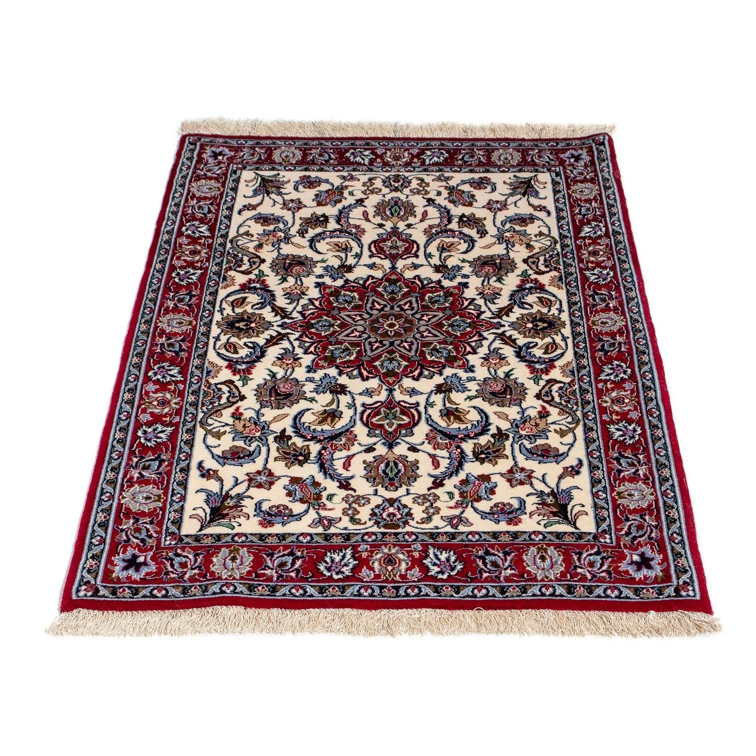 Persisk tæppe - Isfahan - Premium - 102 x 70 cm - mørkerød