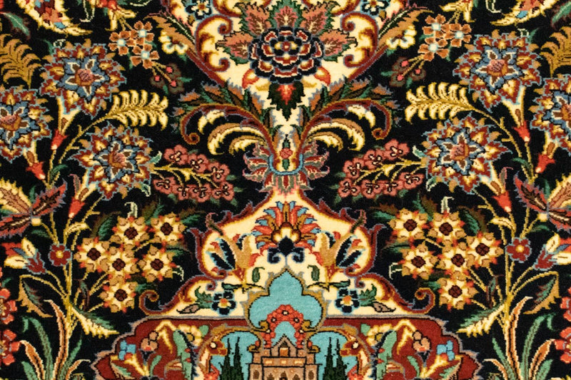 Persisk tæppe - Ghom - 153 x 102 cm - sort