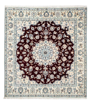 Persisk tæppe - Nain - Royal firkantet  - 156 x 143 cm - mørkerød