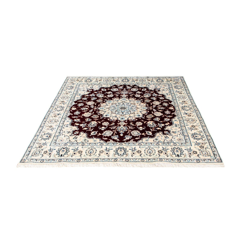 Persisk tæppe - Nain - Royal firkantet  - 156 x 143 cm - mørkerød