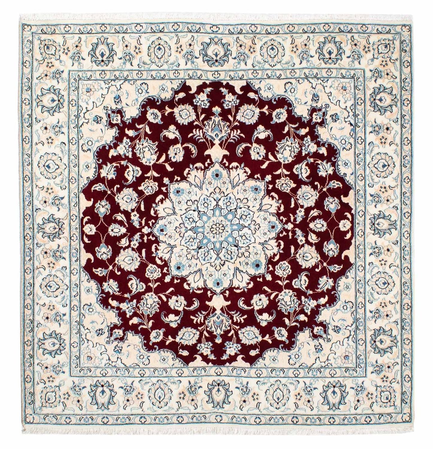 Persisk tæppe - Nain - Royal firkantet  - 154 x 143 cm - mørkerød