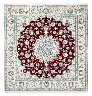Persisk tæppe - Nain - Royal firkantet  - 154 x 143 cm - mørkerød