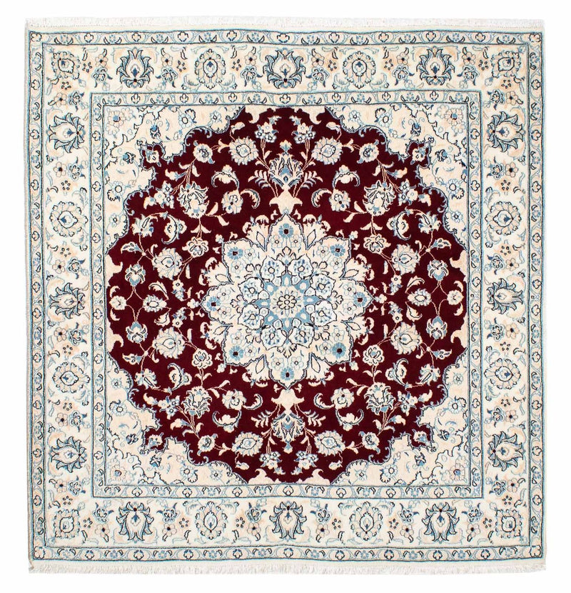 Persisk tæppe - Nain - Royal firkantet  - 154 x 143 cm - mørkerød