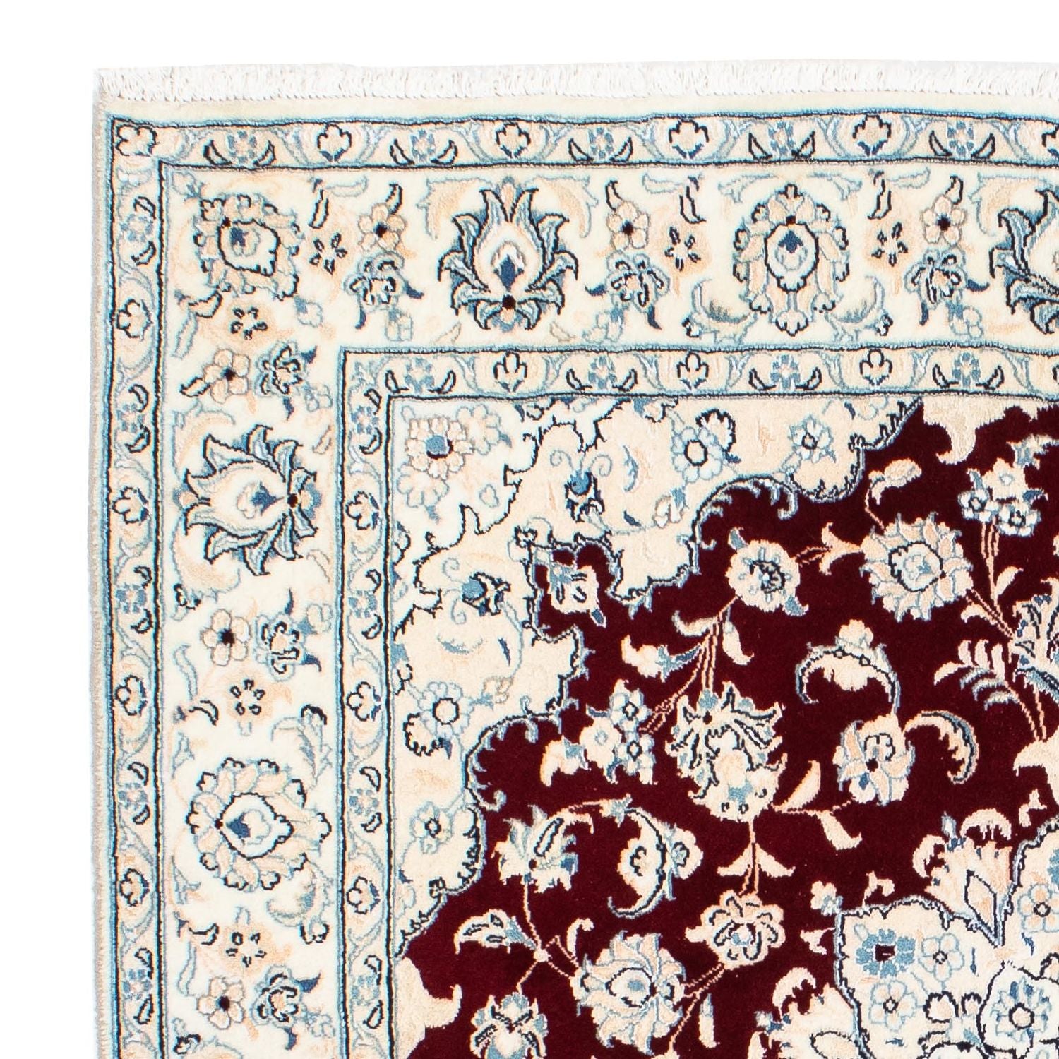 Persisk tæppe - Nain - Royal firkantet  - 154 x 143 cm - mørkerød