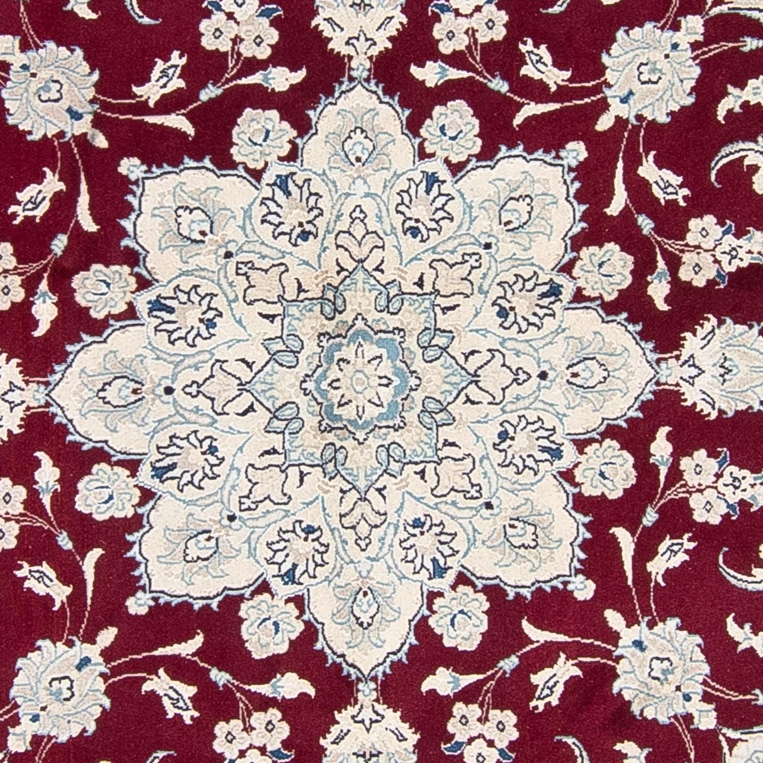 Persisk tæppe - Nain rundt  - 240 x 240 cm - mørkerød
