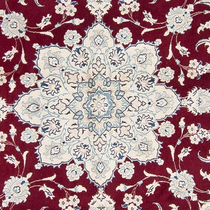 Persisk tæppe - Nain rundt  - 240 x 240 cm - mørkerød