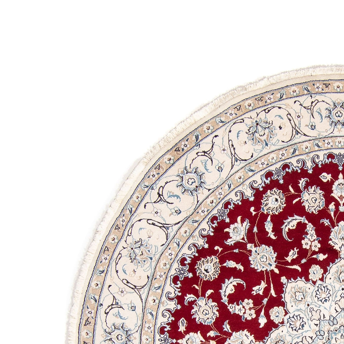 Persisk tæppe - Nain rundt  - 245 x 245 cm - mørkerød