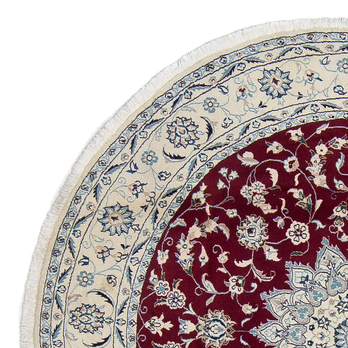 Persisk tæppe - Nain rundt  - 252 x 252 cm - mørkerød