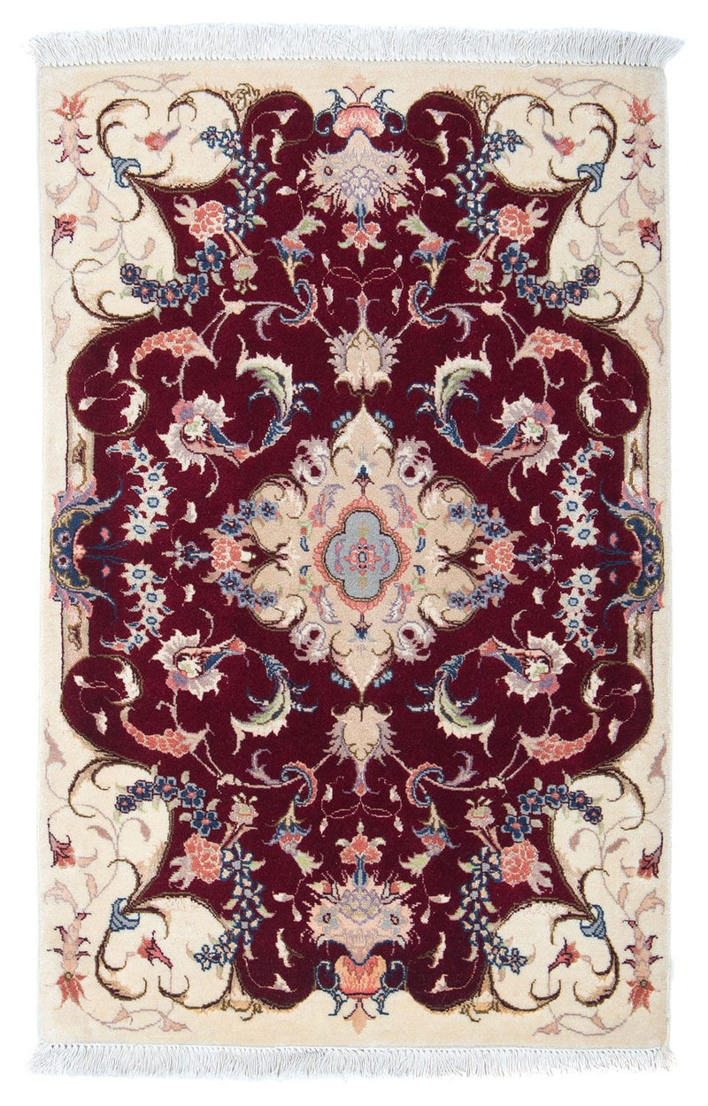 Persisk tæppe - Tabriz - Royal - 90 x 60 cm - mørkerød