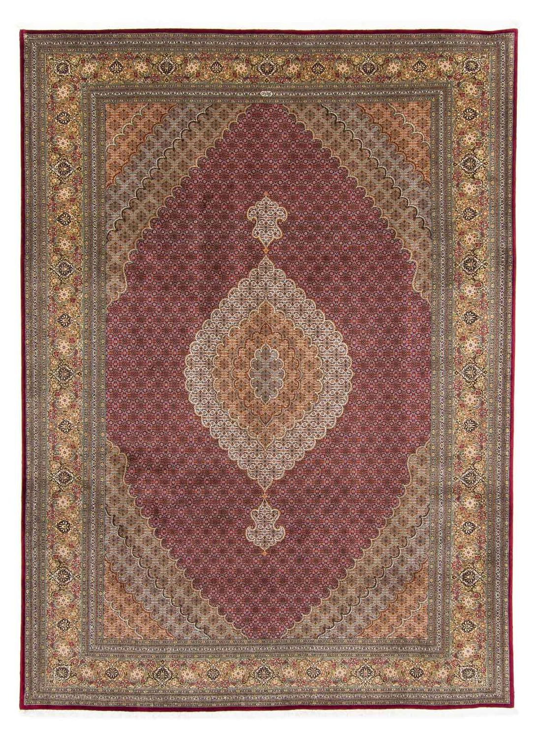 Persisk tæppe - Tabriz - 346 x 253 cm - mørkerød