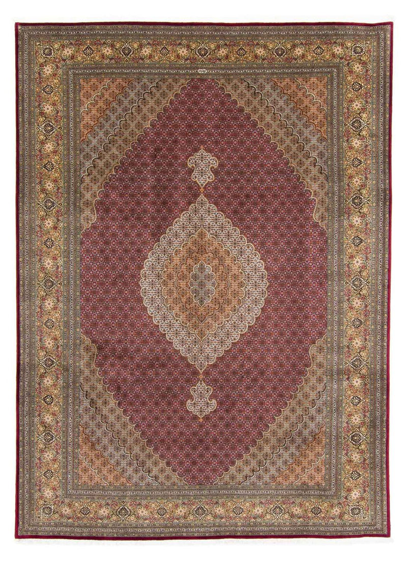 Persisk tæppe - Tabriz - 346 x 253 cm - mørkerød