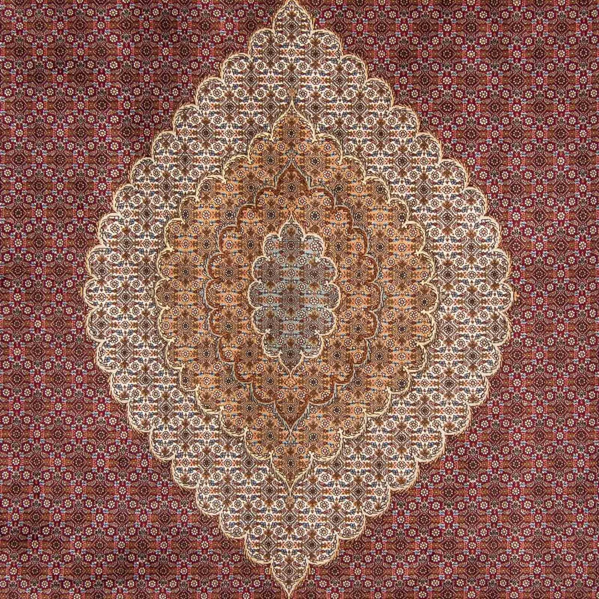 Persisk tæppe - Tabriz - 346 x 253 cm - mørkerød