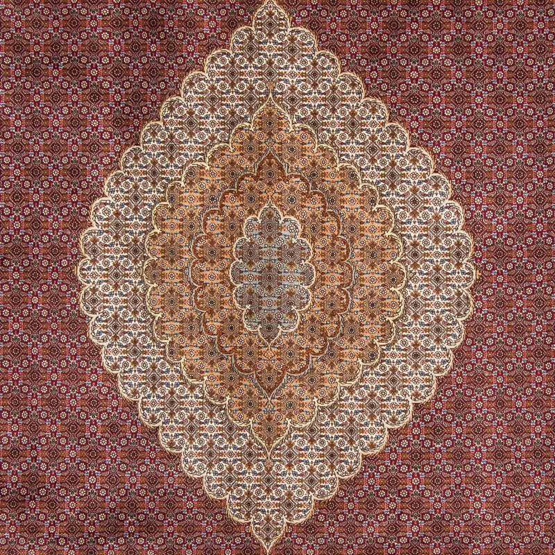 Persisk tæppe - Tabriz - 346 x 253 cm - mørkerød