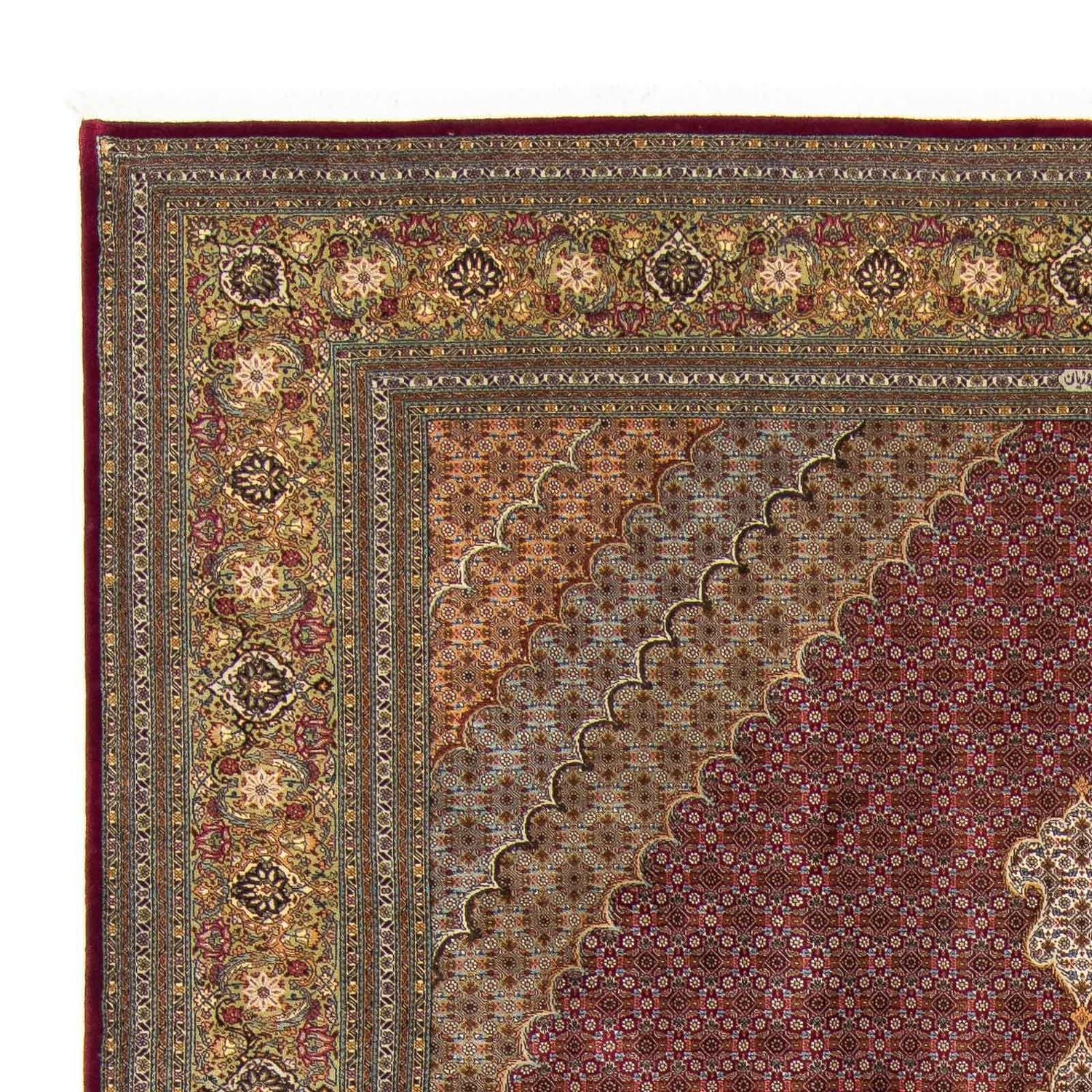 Persisk tæppe - Tabriz - 346 x 253 cm - mørkerød