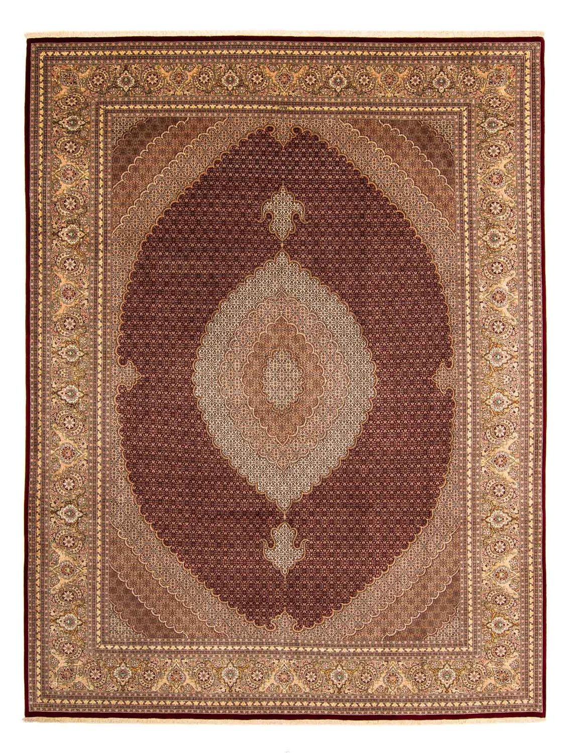 Persisk tæppe - Tabriz - 403 x 300 cm - mørkerød