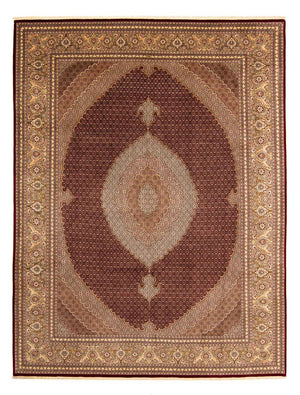 Persisk tæppe - Tabriz - 403 x 300 cm - mørkerød