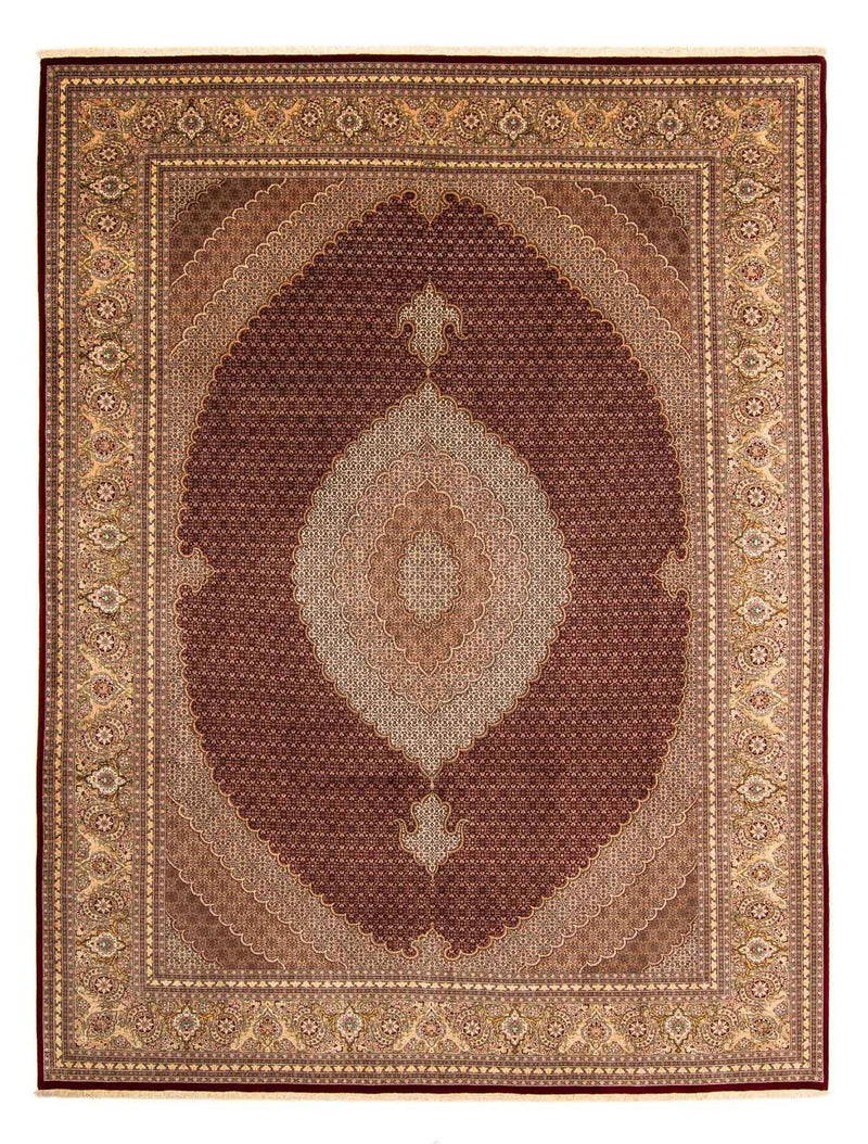 Persisk tæppe - Tabriz - 403 x 300 cm - mørkerød