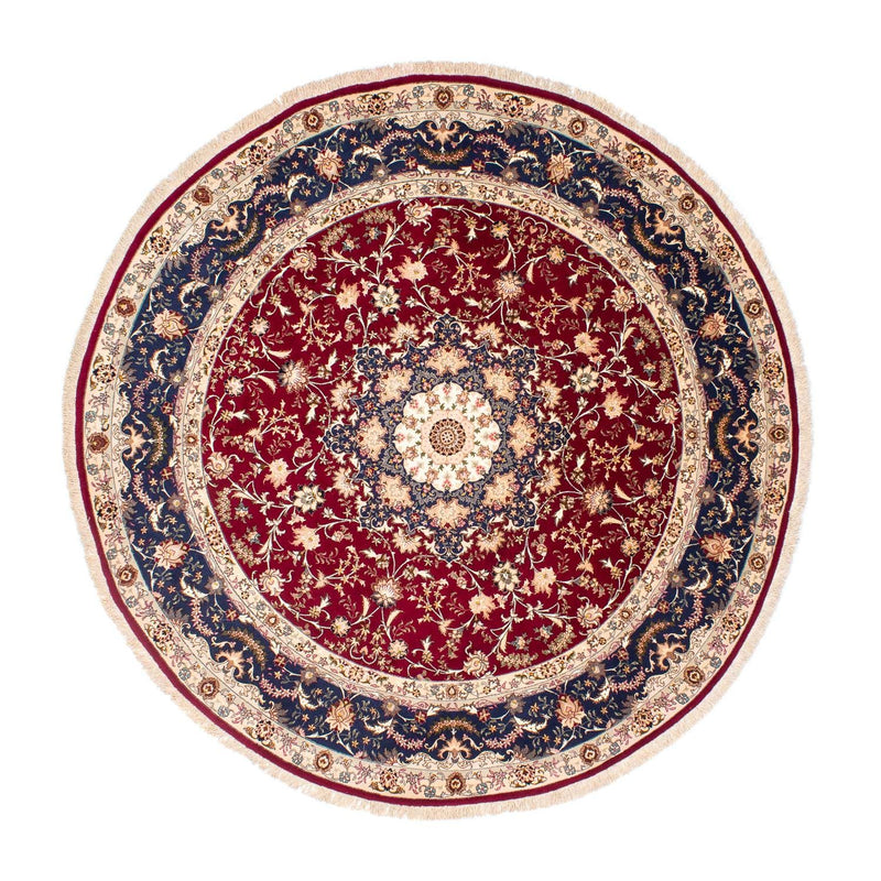 Persisk tæppe - Tabriz - Royal rundt  - 250 x 250 cm - mørkerød