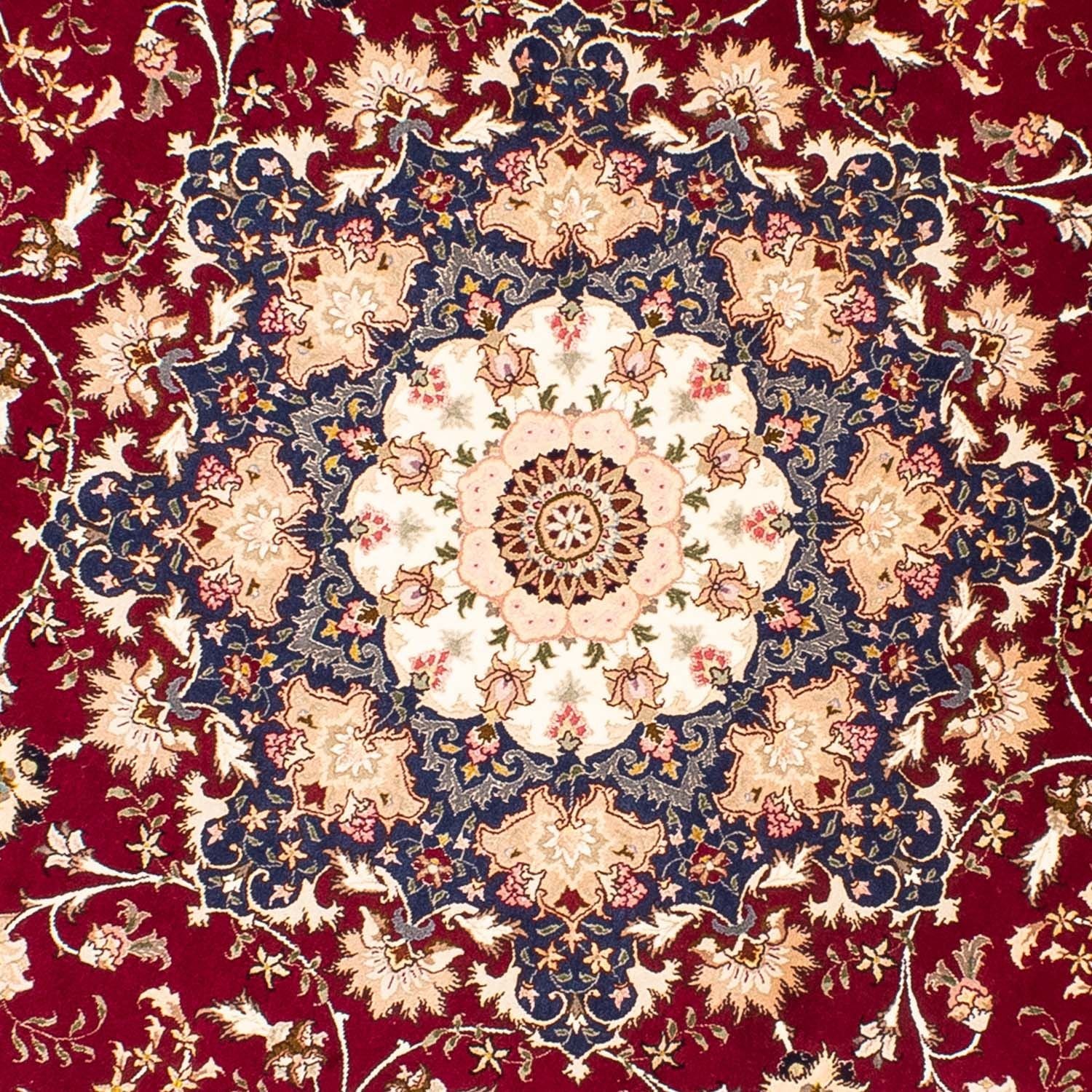 Persisk tæppe - Tabriz - Royal rundt  - 250 x 250 cm - mørkerød