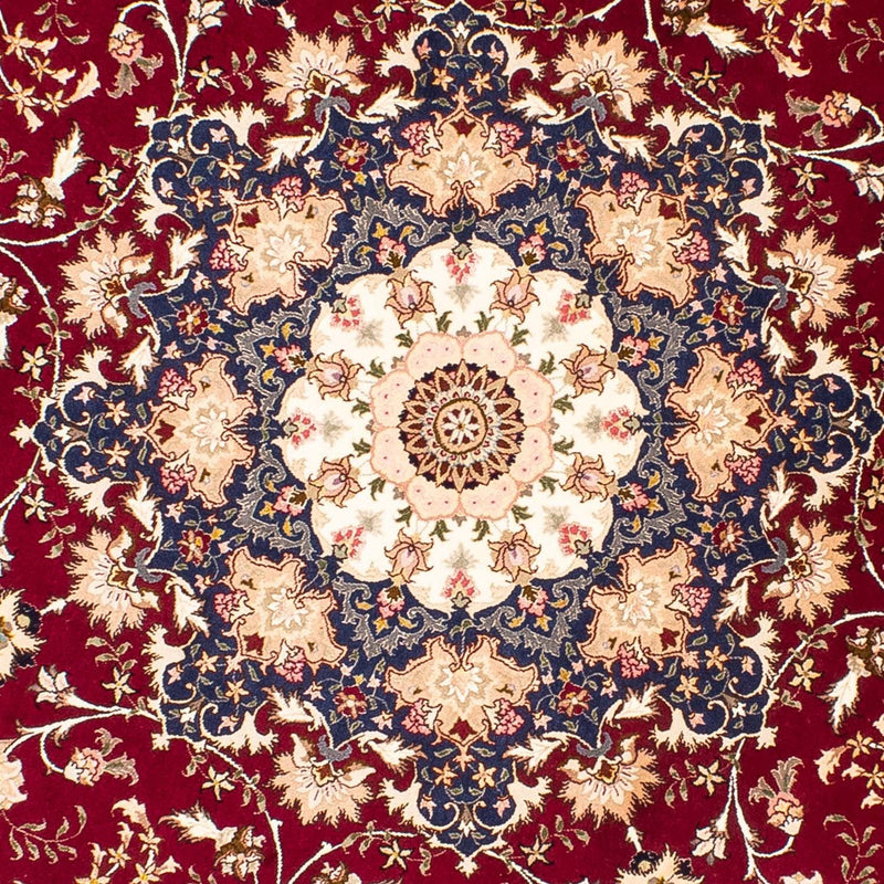 Persisk tæppe - Tabriz - Royal rundt  - 250 x 250 cm - mørkerød