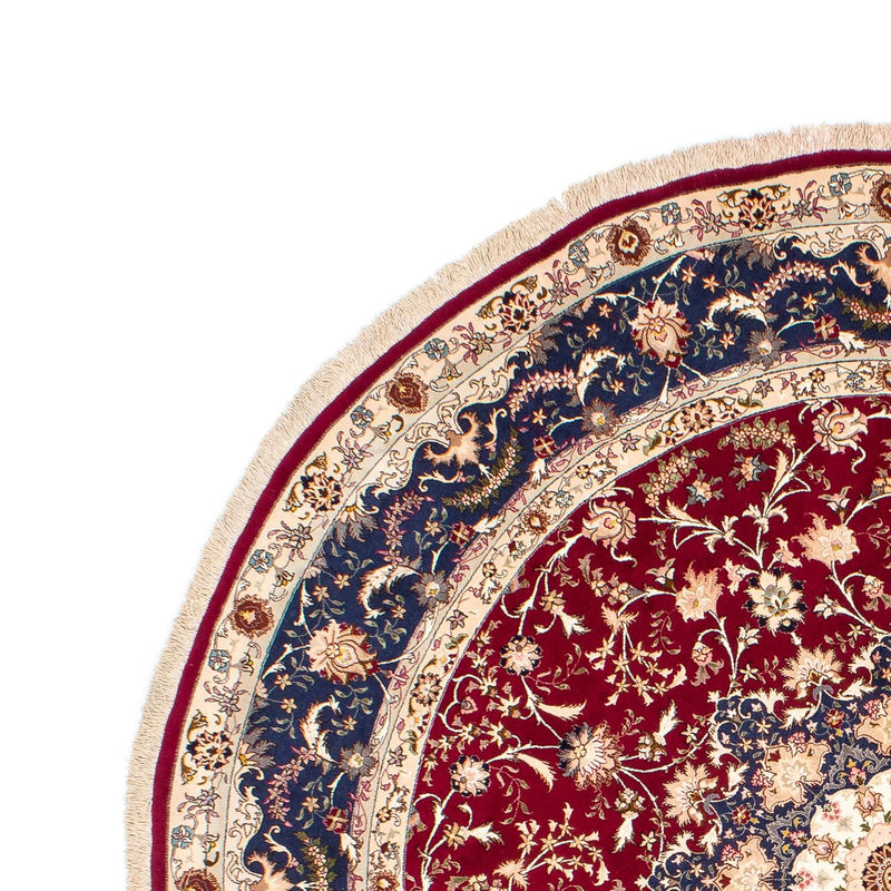 Persisk tæppe - Tabriz - Royal rundt  - 250 x 250 cm - mørkerød