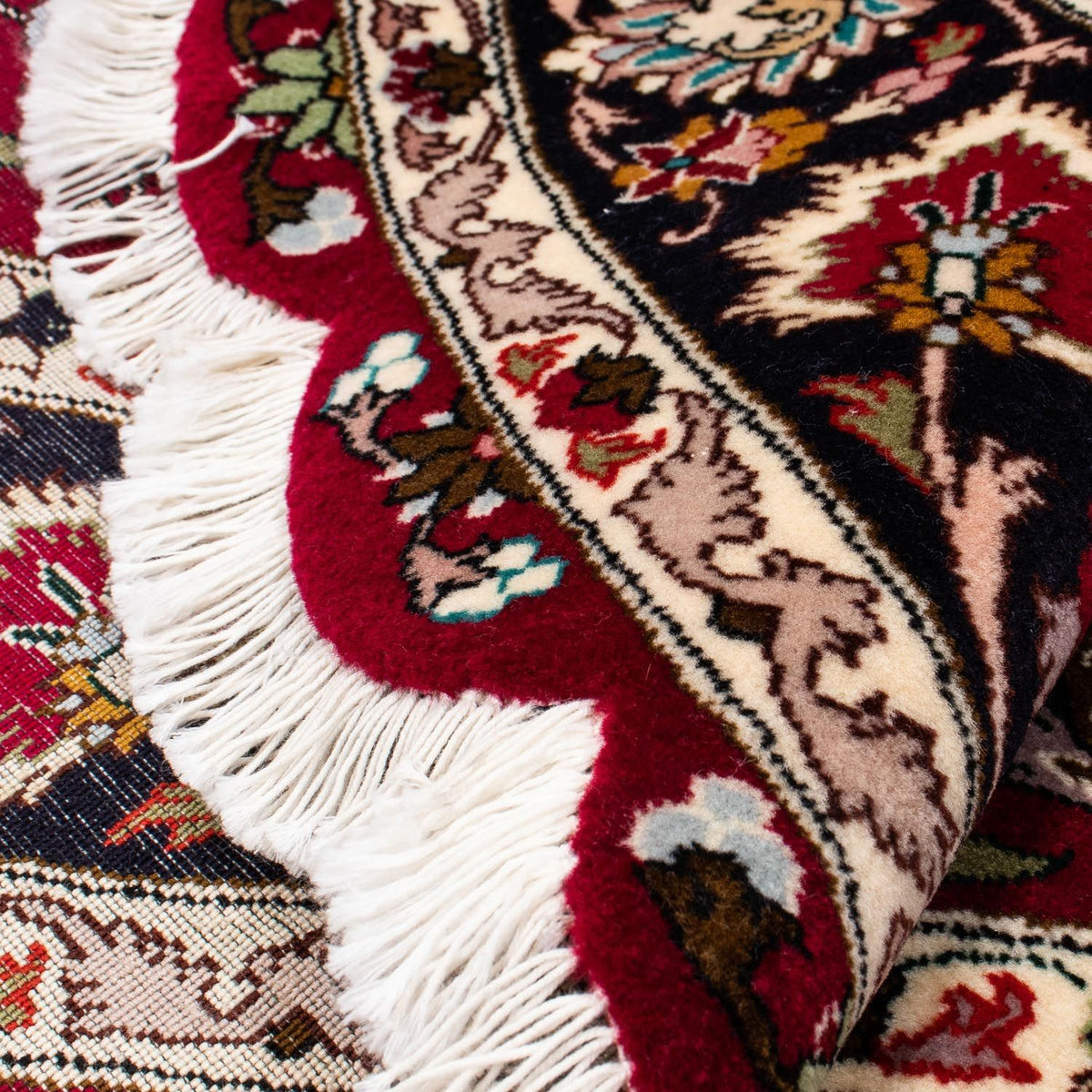 Persisk tæppe - Tabriz - Royal rundt  - 150 x 150 cm - mørkerød