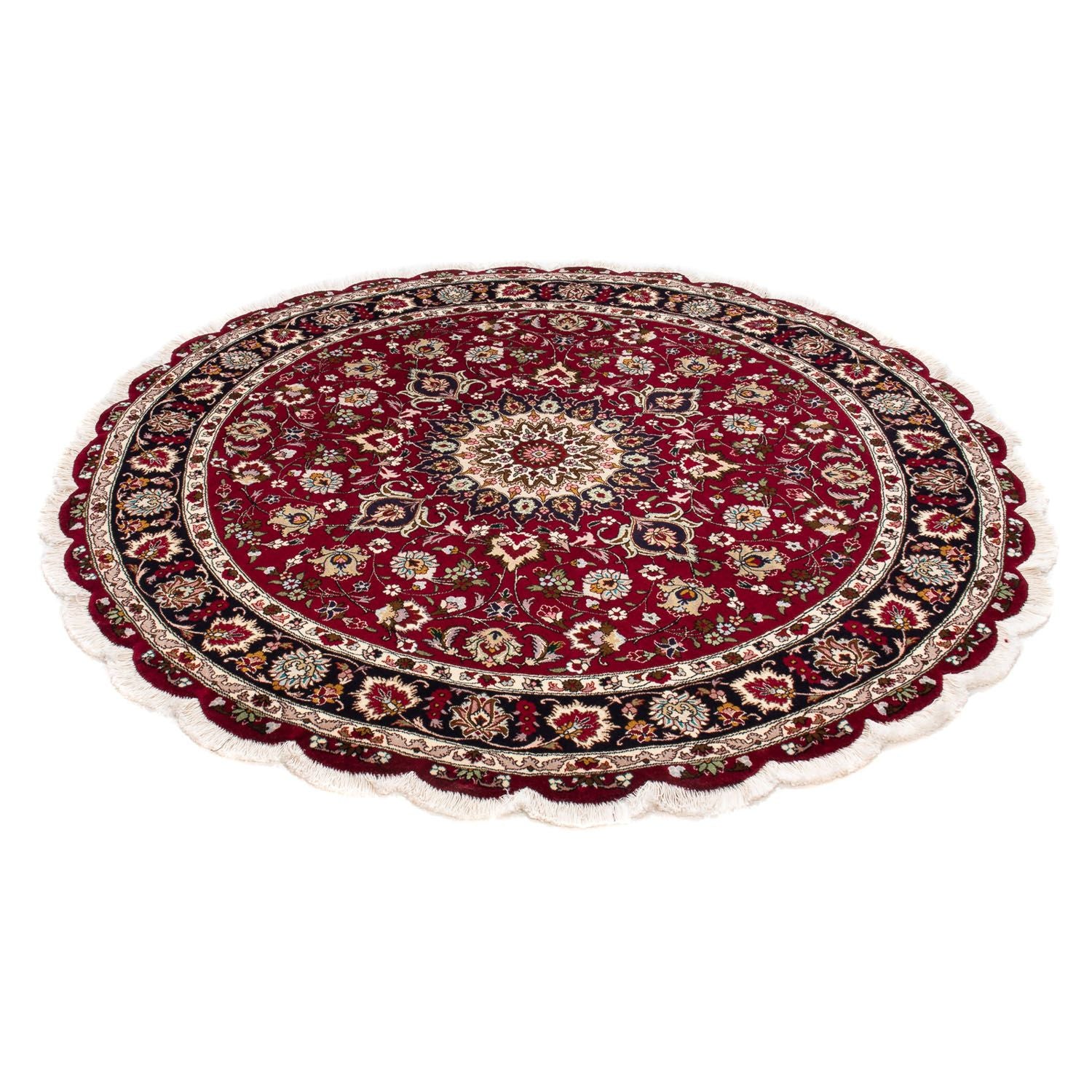 Persisk tæppe - Tabriz - Royal rundt  - 150 x 150 cm - mørkerød
