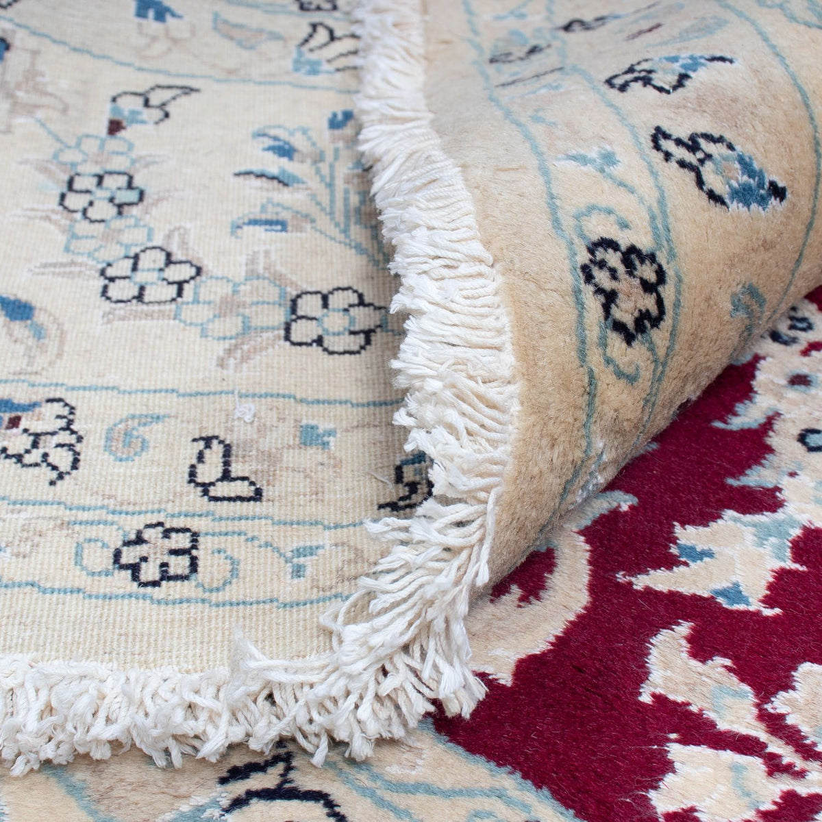 Persisk tæppe - Nain rundt  - 295 x 295 cm - mørkerød