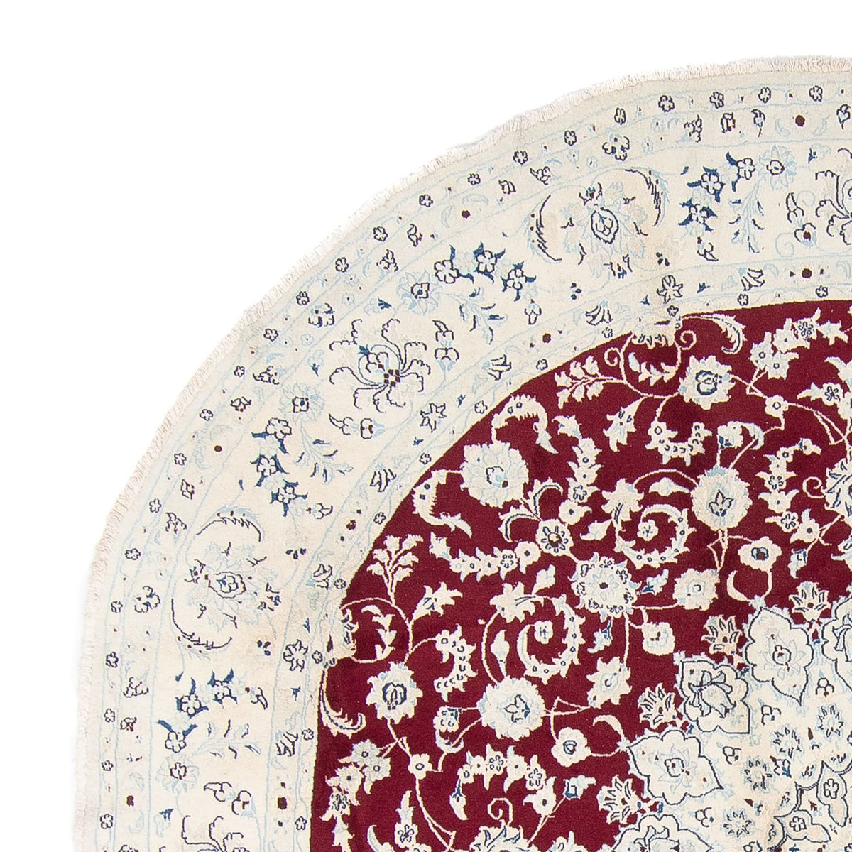 Persisk tæppe - Nain rundt  - 300 x 300 cm - mørkerød