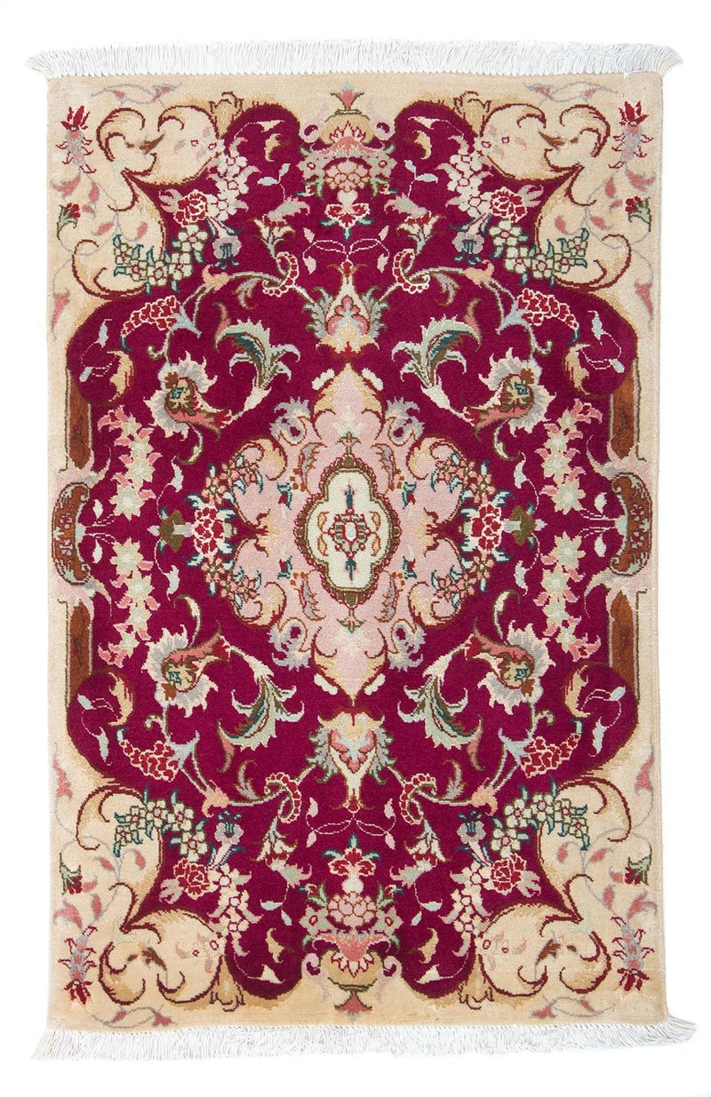 Persisk tæppe - Tabriz - Royal - 90 x 60 cm - mørkerød
