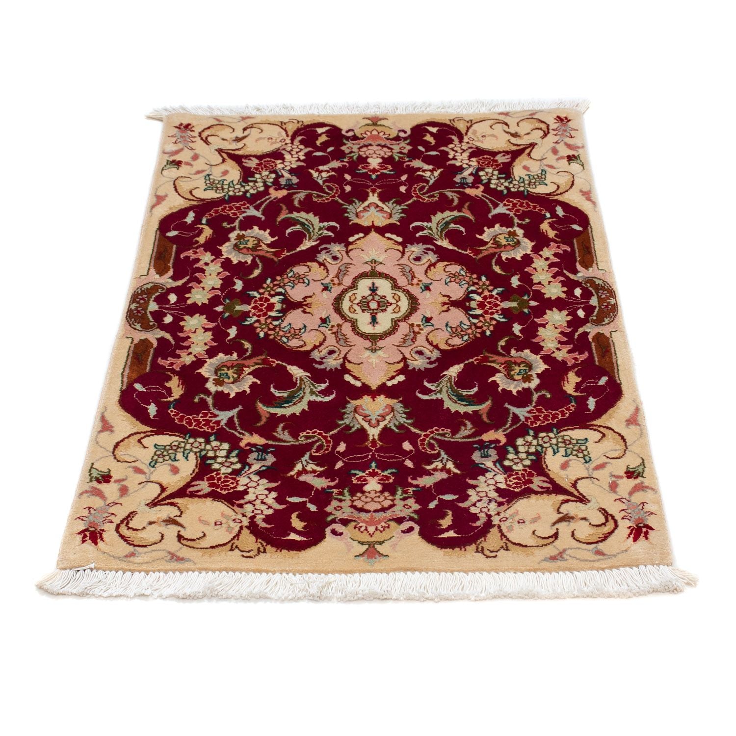 Persisk tæppe - Tabriz - Royal - 90 x 60 cm - mørkerød
