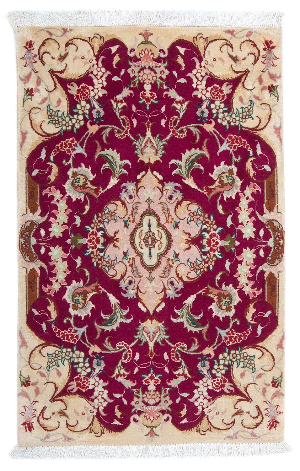 Persisk tæppe - Tabriz - Royal - 90 x 60 cm - mørkerød