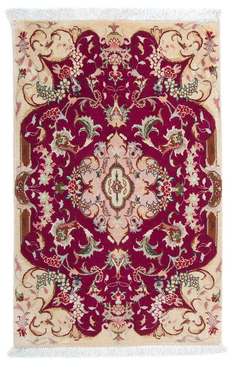Persisk tæppe - Tabriz - Royal - 90 x 60 cm - mørkerød
