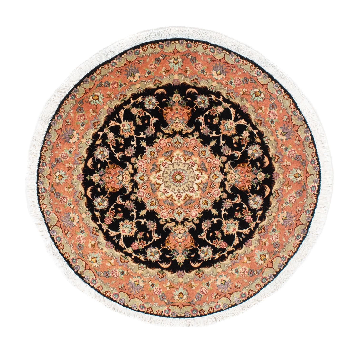 Persisk tæppe - Tabriz - Royal rundt  - 100 x 100 cm - mørkeblå
