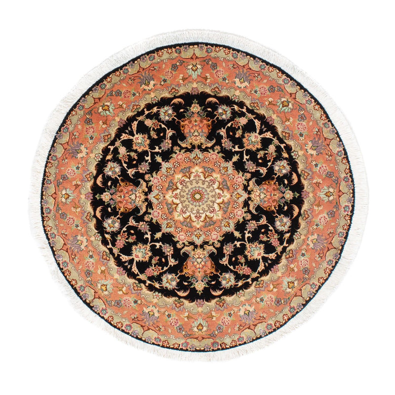 Persisk tæppe - Tabriz - Royal rundt  - 100 x 100 cm - mørkeblå