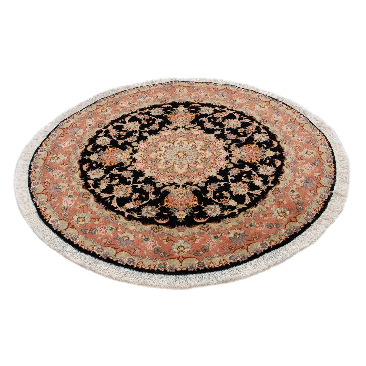 Persisk tæppe - Tabriz - Royal rundt  - 100 x 100 cm - mørkeblå